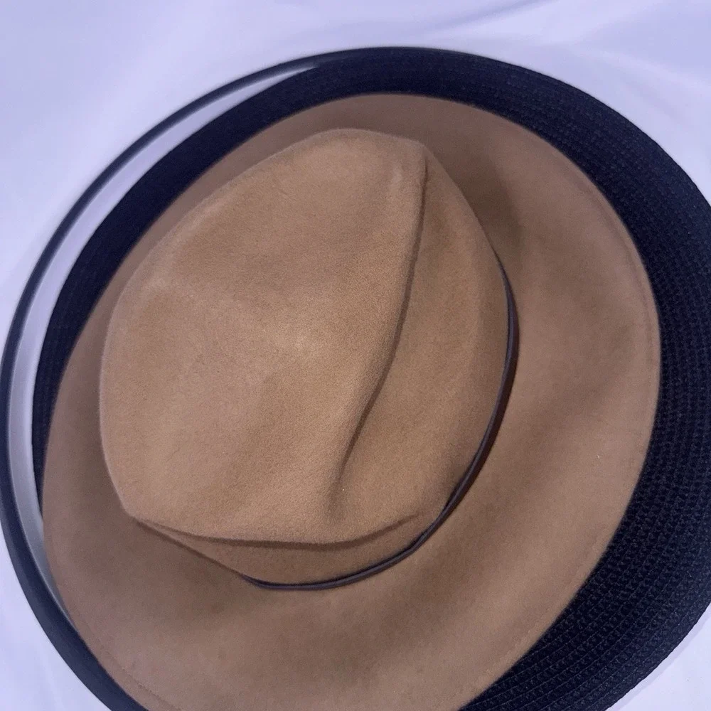 Gelso Bianco Brown Pinch  Wool Fedora Hat Italy Wide Brim